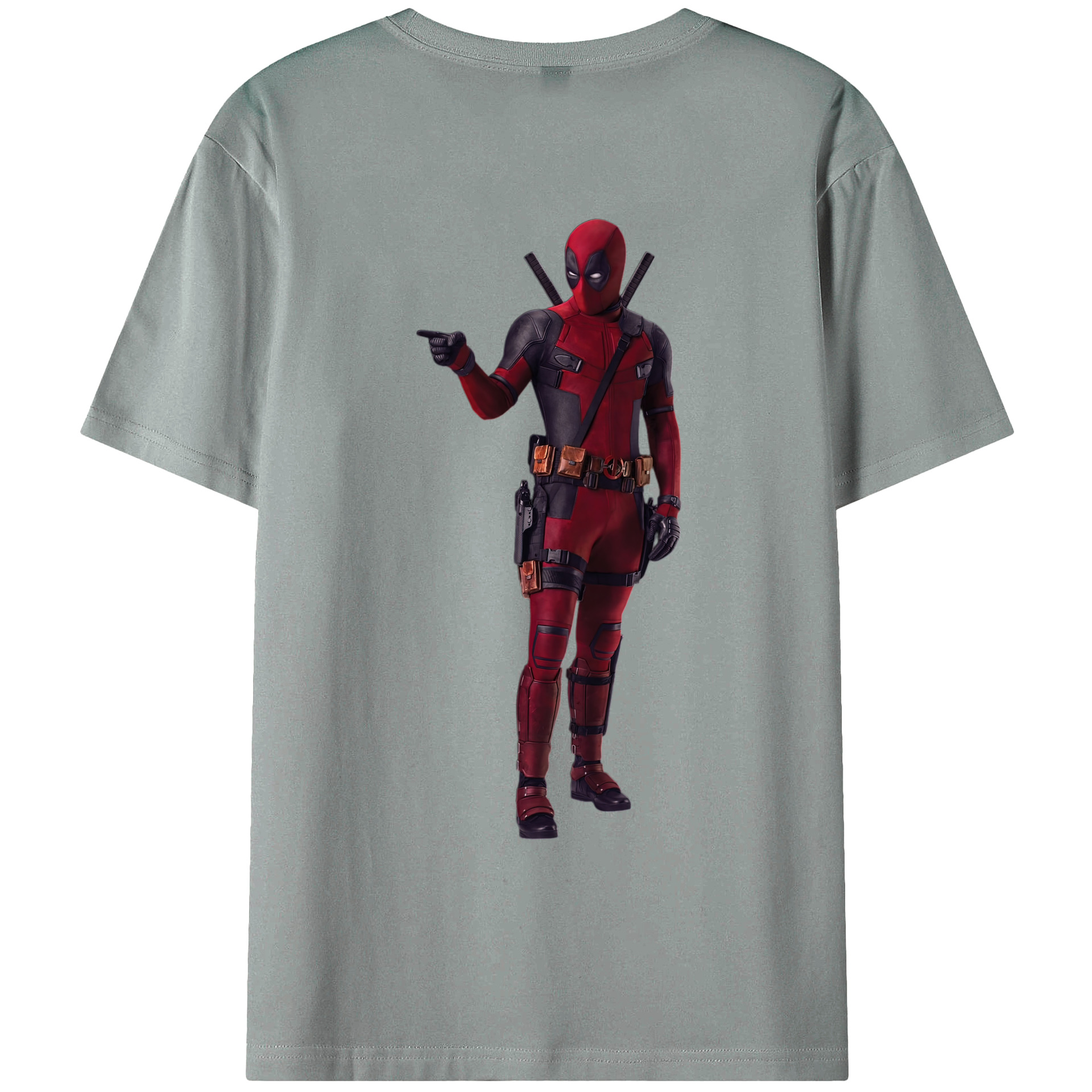 （画像用） Deadpool デッドプール 綿100％ メンズ半袖Tシャツ（バックプリント） 通気性